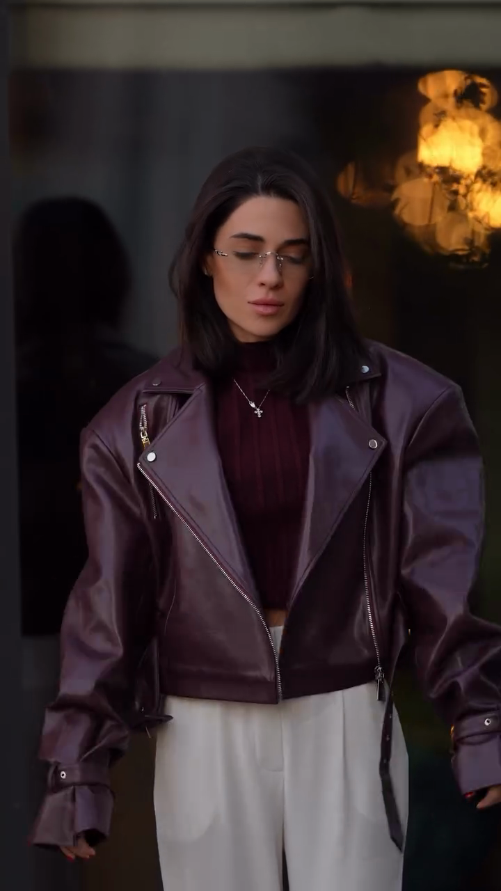 Sophie™ | Burgundy Leather Jacket